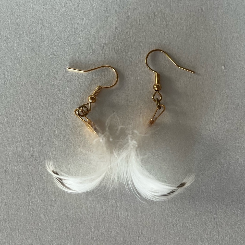 Boho feather earrings - duck feathers - gold plated brass - handcrafted